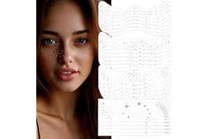 AOOWU 20PCS Lentiggini Glitter Tatuaggio Facciale, Tatuaggi Temporanei Lentiggini, Impermeabili Adesivi Glitterati Impermeabili Dorati, Lunga Durata Per Halloween Carnevale Feste, Facile Da Rimuovere