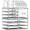 Large Clear Makeup Organizer Skin Care Cosmetic Display Cases Stackable Storage Box Make up Container Cube With 7 Drawers,Set of 3 By Cq acrylic