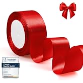 Red Satin Ribbon 4 cm x 22 m &ndash; Decorative Gift Bows, ihaspoko Shiny Fabric Ribbon for Gifts, Weddings, Crafts and Party Decor