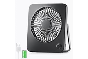 JATEKA Mini Ventilator Akku,USB Tischventilator Sehr Leise mit Wiederaufladbare 2600mAh Batterie,Tragbarer Aufhängbarer Lüfte für Büro,Schlafzimmer,Wohnzimmer,Camping - Schwarz