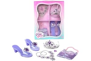 Hongjingda Prinzessin Schuhe und Krone Set - Prinzessin Rollenspiel Schuhe Schmuckkollektion Set,Prinzessinnenschuhe, Schmuck und Kronen, Zubehör für Prinzessinnen