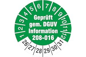 KAUFDEINSCHILD 50 Stück geprüft nach DGUV Information 208-016 Prüfetiketten/Prüfplaketten 30 mm rund Leitern und Tritte 2022-27