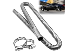 Abnaok Tubo de escape de 120 cm, tubo de escape, 25 mm, tubo de escape, para generadores de electricidad, con dos pinzas de acero inoxidable para calefacción diésel