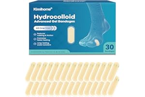 Kimihome Vendas hidrocoloides para pies – Vendajes de gel de 30 unidades – Cojines de ampollas para talón, dedos de los pies – Prevención de ampollas para viajes – Almohadillas de vendajes resistentes