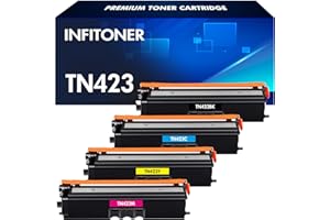 INFITONER 4 Pack TN-423BK TN423 TN-423 TN-423C TN-423Y TN-423M Toner Cartridge Replacement for Brother HL-L8260CDW HL-L8360CDW MFC-L8690CDW MFC-L8900CDW DCP-L8410CDW DCP-L8410CDN Black Cyan Yellow Magenta