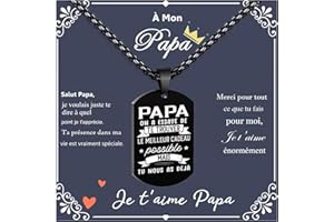 Gkmamrg Cadeau fete des peres Papa Pendentif - Cadeau Papa - Noël Pendentif Croix Acier Inoxydable 50 cm Collier pour Papa, argent
