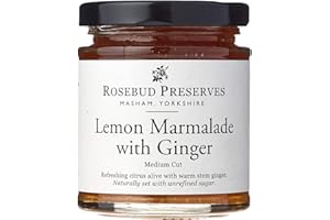 Rosebud Preserves Lemon & Ginger Medium Cut Marmalade - Refreshing Citrus Flavour Made with Stem Ginger Coarse Cut Fruit Sweet & Sharp Tangy Taste Gluten-Free Vegetarian & Vegan - 227g Jar