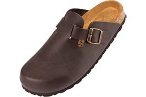 Palado® Chaussons pour homme et femme Kiel | Fabriquées en UE | Sandales fermées en 3 couleurs | Mules avec semelle en liège naturel | Semelle intérieure extra douce avec daim