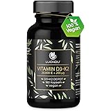 Luondu Vitamin D3 20.000 I.E + Vitamin K2 MK7 200 mcg Depot (180 Kapseln Hochdosiert & Vegan) Vitamin D3 K2 Kapseln hochdosie