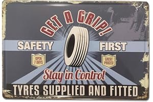 BOEMY Placa Decorativa Vintage [ Garaje / Taller ] | Chapa Decorativa estilo Retro de Neumático para Garaje, Taller, Tienda, Bar, Salón | Metal de alta densidad y Relieve | Tamaño 20x30. De Primera Calidad