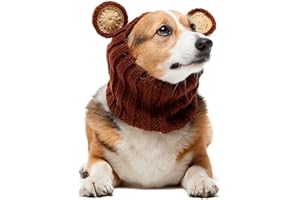 Zoo Snoods Teddy Bear Furry Costume for Dogs, Medium - Warm No Flap Dog Happy Ears Stretchy Headband for Pets, Anxiety Dog Costume Outfit, Dog Jumper Medium, Party Hat Accessory, Dog Calming Hoodies