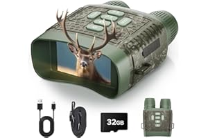 HOTPEAK 4K 48MP Night Vision Goggles, 10X Zoom Night Vision Binoculars & 5000mAh Rechargeable Battery for 400m Range Game Spotting, Includes 32GB SD Card, Perfect for Outdoor, Camping & Security