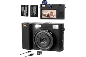 LIEBERWELL Digital Camera 5K, 64MP Full Autofocus HD Digital Compact Camera with 32G SD Card & Front and Rear Dual Lens, 18X Digital Zoom, 3.0" Large IPS Screen Vlogging Camera with Flash for Teens Beginners