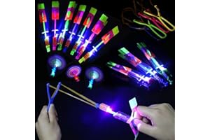 Sunshine smile Set di 30 fionde luminose a LED per bambini, giocattolo per volare, elicottero LED, freccia luminosa a LED, elica volante luminosa, fionda luminosa, giocattolo volante, 30 Pezzi.