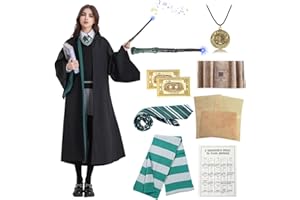 CULTURE PARTY Girls Boys Halloween Costume for Kids, Wizard Fancy Dress Cloak Robe Halloween Costume for Kids with Accessories