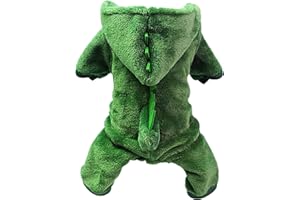 KUIH Grün Hundekostüm Dinosaurier Drucken Kapuzenpullover Körper Warmer Hundepullover Party Sweater Lustig Hundemantel Hundejacke