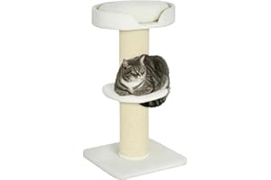 PawHut 91cm Cat Tower Scratching Posts Cat Tree for Indoor Cats Kitten Activity Centre White