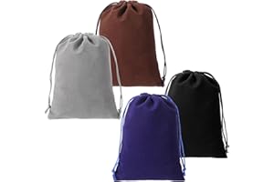 Ouligay 4 aksamitne woreczki 13 x 18 cm, małe aksamitne woreczki na biżuterię ze sznurkiem do ściągania, aksamitne woreczki, małe na biżuterię, pierścionki, imprezy, breloczki do kluczy, woreczki