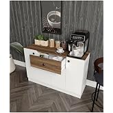 CABINSE Cabinet 4 Lids 1 Drawer Multi-Purpose Kitchen Cabinet - Coffee Corner 100% MDF White