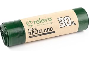Relevo 100% återvunna soppåsar, 30 liter, 15 stycken