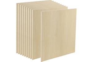 MUKCHAP 10 PCS 254 x 254 x 6mm Square Basswood Plywood Sheets, 10 x 10 x 0.2 Inch Unfinished Wood Sheets, Wooden Plywood Board Panels for DIY Crafts