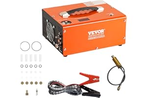 VEVOR Compresseur d'Air PCP Portable 30 MPa Convertisseur Intégré Arrêt Automatique CC 12 V/CA 230 V Pompe Réservoir Paintball Sans Huile Sans Eau pour Pistolet à Air, Bouteille de Plongée Sous-marine