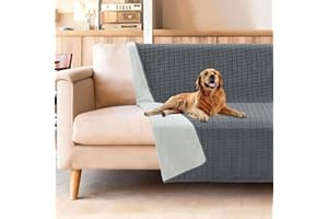 H.Versailtex Waterproof Dog Blanket - Puppy Blanket for Medium Dogs and Cats, Machine Washable, Reversible Pet Blankets Protects Bed and Sofa with Soft Plush, 80x100cm, Grey