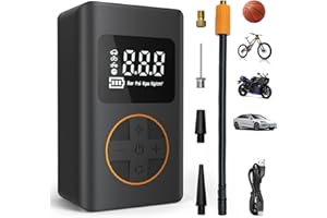 iHomara Fahrradpumpe Elektrisch,Elektrische Luftpumpe,150Psi Tragbare Fahrradpumpe Bike Pump mit Digitalem Druckmessgerät für