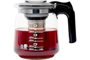 TYA COLLECTION TYA I Premium Teekanne Glas, Hitzebeständig Glaskanne mit Deckel 1,5 Liter Teekanne mit Siebeinsatz Teekanne Thermo mit Edelstahl Filter Sieb, Tea Maker, Teekanne mit Sieb Tee Kanne Aus Glas (1500ml)