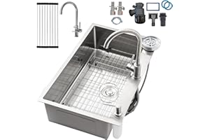 KOOGIMDDR 85x50cm Acciaio Inox Lavello Cucina 1 Vasca, Con Griglia In Acciaio Inox Nano, Lavabo Cucina con 3 Fori Scolapiatti da Appoggio con Rubinetto, con Dispenser Sapone Da Appoggio o Filotop