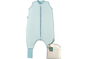 molis&co - Baby Schlafsack mit Füßen und Socke -Ideal für Frühling und Herbst - Babyschlafsack mit Beinen 1 tog - 100% Baumwolle (Oeko-TEX 100), Premium Qualität - Lagoon (70 cm)