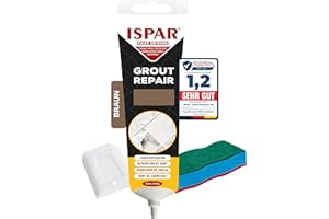 ISPAR Mortier de jointoiement marron 250 g – Enduit prêt à l'emploi pour carrelage avec spatule – Réparation des joints dans la salle de bain et la cuisine – Inodore et pratique au quotidien