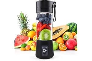 AOLESTAR Mixer Smoothie Maker Tragbarer Entsafter: 380ml Standmixer Persönlicher shaker proteinshake mit 6 Edelstahlmesser Tragbar-BPA-freie mit USB-Mixbecher für Shakes,SaftOutdoor,Schwarz