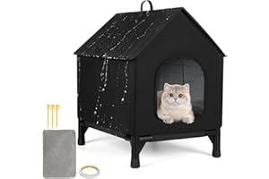 GENERIC Cat House for Indoor and Outdoor Cats in Summer, Waterproof, Fully Insulated Shelter for Stray and Feral Cats(Black)