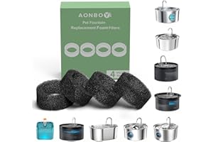 AONBOY Filtri Fontanella per Gatti, 4 Pezzi Filtro della Pompa, Filtro in Spugna per Fontana per Gatti in Acciaio Inossidabile F1