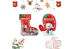 RAKIUTY Maschera Idratante Piedi+Maschera Mani Guanti,Maschera per Mani,Maschera Piedi Esfoliante,Maschera Mani Natale,Maschera Mani Idratante Alla Niacinamide Natale,2PC