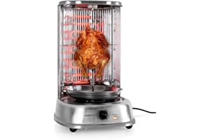 Oneconcept Kebab Master Pro - Spiedo Elettrico, Griglia Elettrica Verticale, Macchina Kebab, Griglia Girevole con Girarrosto, Pollo, Kebab e Gyros, 1800W, Argento
