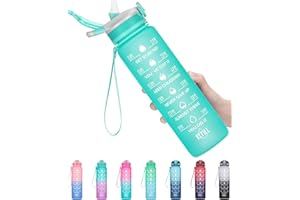 MEITAGIE Motivational Water Bottles 1L / 2.2L with Time Marker & Straw, Large Fitness Sports Bottle, Leak-proof BPA Free for Travel Gym
