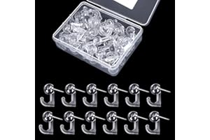 TIESOME 50 Stück Push Pin Haken, Kunststoff Köpfe Pin Tacks Clear Wall Thumb Tacks Hanging Nails Bulletin Board Haken Push Pins für Kork Bord, Karte, Fotos, Kalender Home Office School Supplies