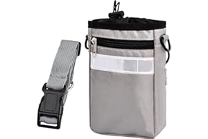 DRWOSM Sac à Friandises pour Chien Pochette pour Chien de Dressage Sacoche Friandise Chien Récipient de Nourriture avec Distributeur Sac a Crottes Ceinture Réglable pour Promenade Dressage de Chiens (Gris)