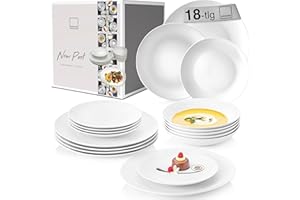 SÄNGER | Tafelservice New Port weiß, 18-teiliges Geschirrset für 6 Personen aus Porzellan, Hochzeitsteller, Speiseteller, Suppenteller | PREMIUM COLLECTION