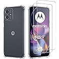 iCatchy Case for Motorola Moto G54 5G Phone, Shockproof Transparent Anti-Scratch Bumper Back Cover with 2-Pack Tempered Glass Screen Protector (Clear)