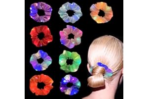 VEGCOO 9 Stück elastische, leuchtende Led-Haarbänder, bunte Led-Haargummis mit 3 Lichtmodi, leuchten im Dunkeln für Leuchtende Haargummis, Haar-Led-Accessoires für Frauen, Neujahr, Halloween