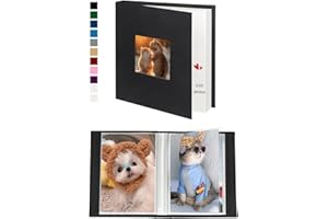 Miaikoe Fotoalbum 10x15 50 Taschen 2 Pakete, Slip in Top Loading Leinen Mini Album Buch hält 100 Vertikale 10x15cm Fotos für Familie Hochzeit Baby Schwarz
