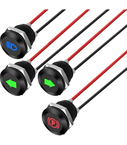 10pcs 6mm Indicatore Luminoso Set AC/DC 12-24V Indicatore Luminoso LED IP67 Impermeabili Spia Luminosa Pannello LED Pilot Dash Spia Lampada Indicatore per Auto Car Van(Rosso/Verde/Blu/Giallo/Bianco