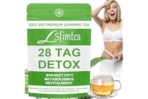 HOBRIWETO Detox Tee zum Abnehmen – Grüner Helfer, 28 Tage Entgiftungstee mit Lotusblatt, Cassia-Samen, Moringa, Maulbeerblatt & Grüntee – Natürliche Fettverbrennung, Stoffwechsel Boost & Verdauungsunterstützung