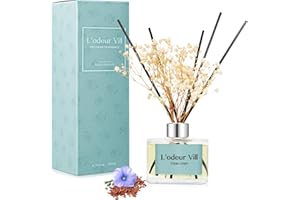 L'odeur Vill 200ml Difusor de con Flores secas/Lino fresco /Ambientadores de Hogar, con 6 palos difusores de Ambientador Varillas/difusor de Aromas/para Decoración de Baños y Estanterías.