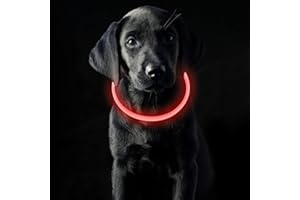 Coolzon Collar Luminoso Perro Recargable y Impermeable con 3 Modos de Luz, Longitud Ajustable Collares LED para Perros Gatos Pequeño Mediano Grande, Rojo