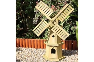 GARDEN MILE Moulin à vent extra large pour décoration de jardin en bois robuste
