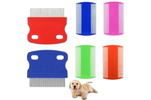 ZUKENT Pet Flea Combs Cat Dog Flea Comb Hair Removal Grooming Comb Double Side Combs Float Hair Tear Stain Lice Grooming Combs Fine Tooth Grooming Tool for Cats, Dogs, Rabbits - 6Pcs